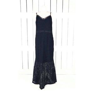 Black stretch lace sleeveless mermaid maxi dress